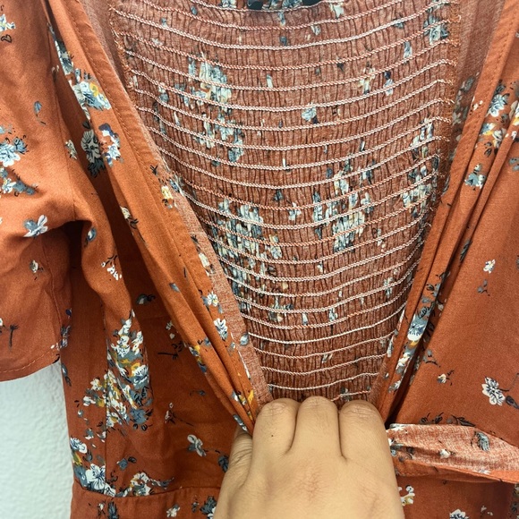 Burnt Orange Floral Romper - Picture 2 of 3